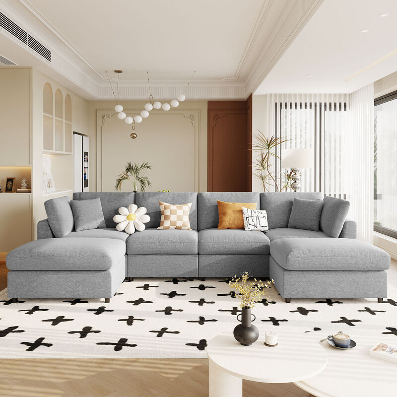 Spudmo 128" Large U-Shaped Sectional Sofa image number 1