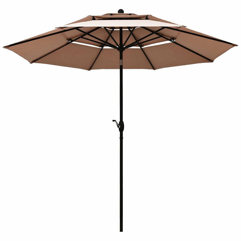 Mondawe 10 Feet 3 Tier Outdoor Patio Umbrella with Double Vented
