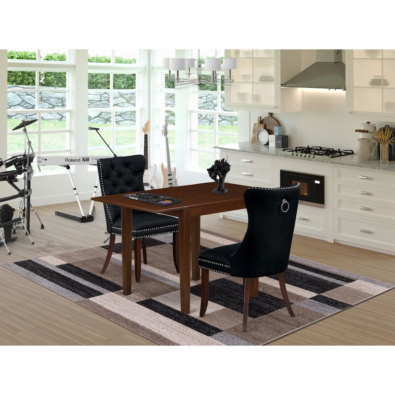 3 Piece Kitchen Table Set Consists of a Rectangle Dining Table with Dropleaf