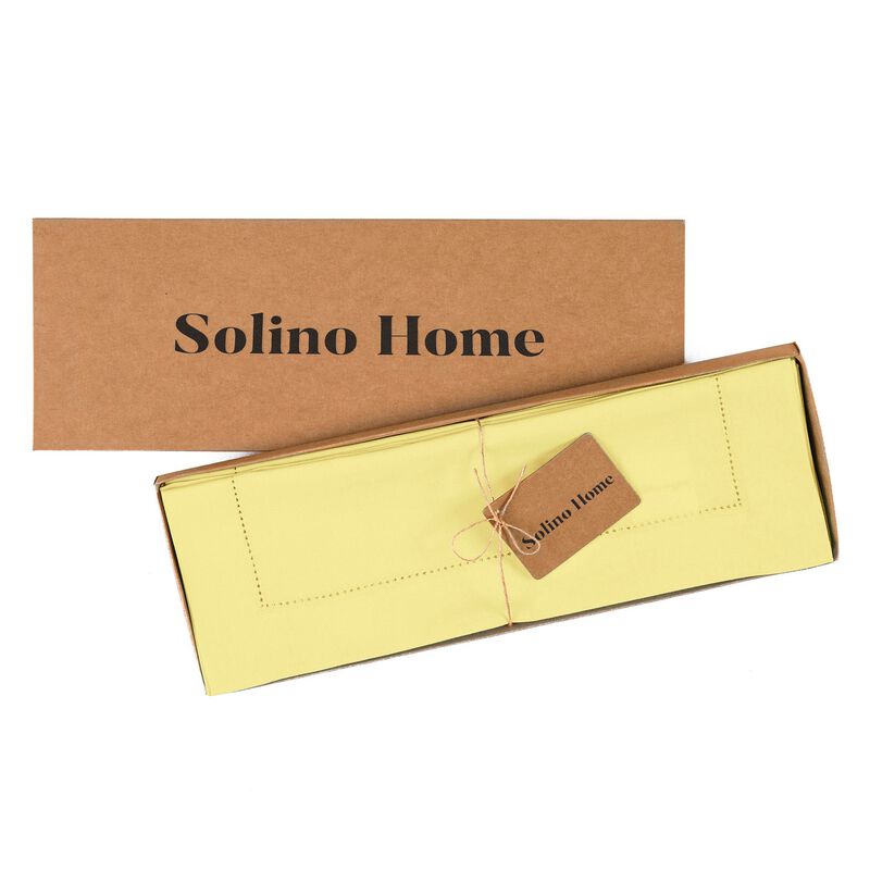 Christmas Cotton Linen Hemstitch Placemats 14 x 19 in Set of 6, Solino Home