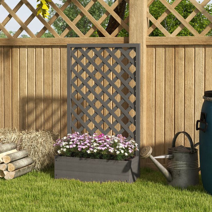 Hivvago Garden Planter Box with Trellis Lattice for Backyard Plants