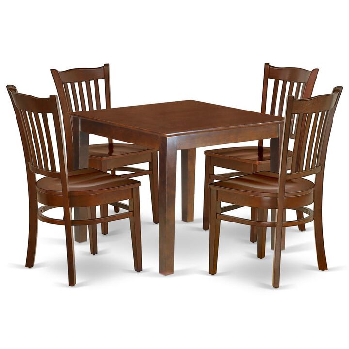 East West Furniture Dining Room Set Mahogany, OXGR5-MAH-W