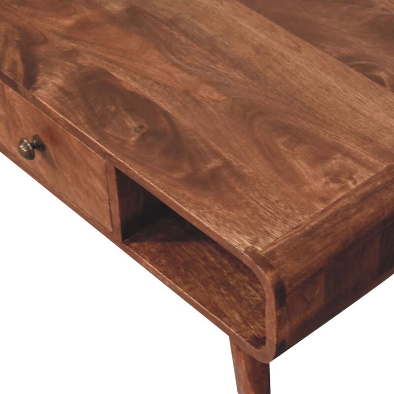 Artisan Furniture Solid Wood Curved Honey Caramel Coffee Table