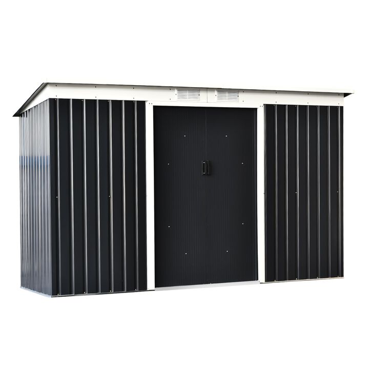 9' x 4.5' x 5.5' Outdoor Rust-Resistant Metal Garden Vented Storage Shed with Spacious Layout & Durable Construction, Grey