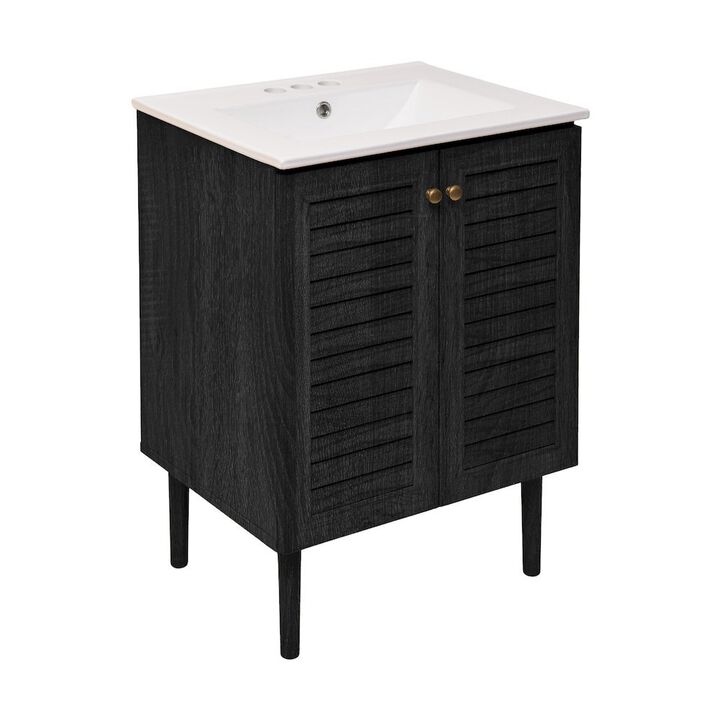 24" Freestanding Bathroom Vanity with 3-Hole Widespread Sink Top