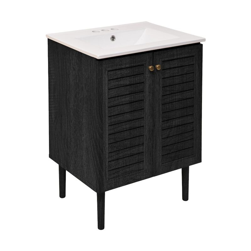 24" Freestanding Bathroom Vanity with 3-Hole Widespread Sink Top image number 1