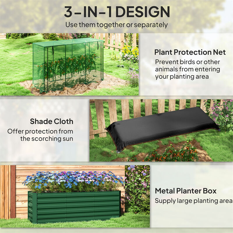 Galvanized Steel Raised Garden Planter, Sturdy Outdoor Container for Backyard Gardening