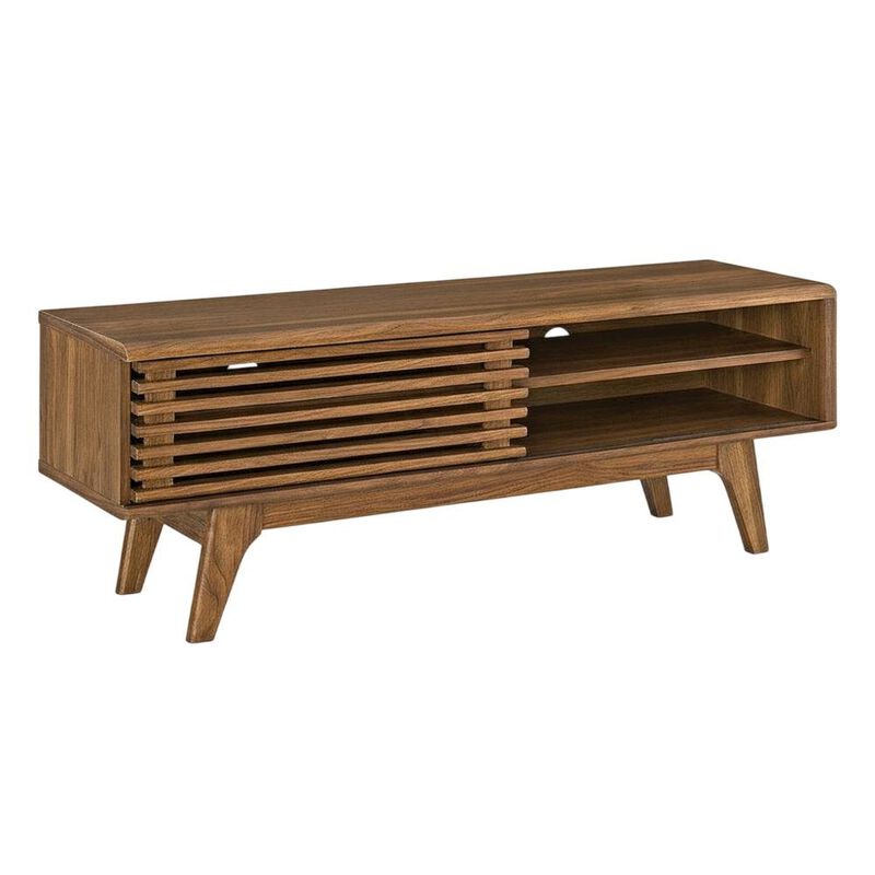 Wooden Brown TV Stand with 48-Inch Width and Sleek Design image number 1