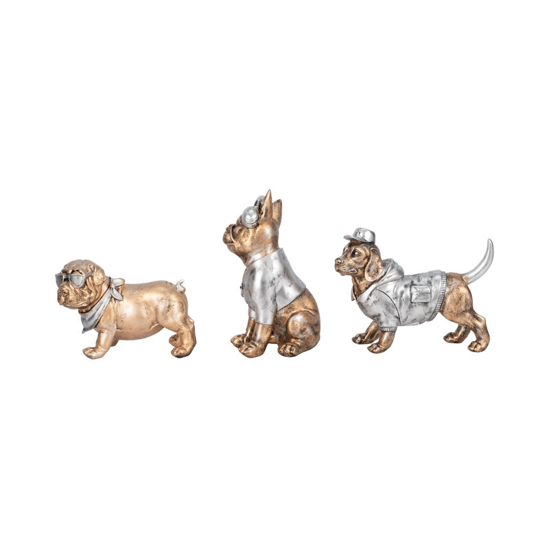 S/3 10" Cool Dogs Decor, Gold image number 3
