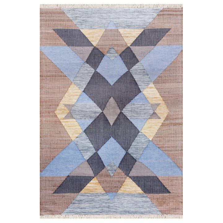HomeRoots Geometric Hand Woven Area Rug With Fringe