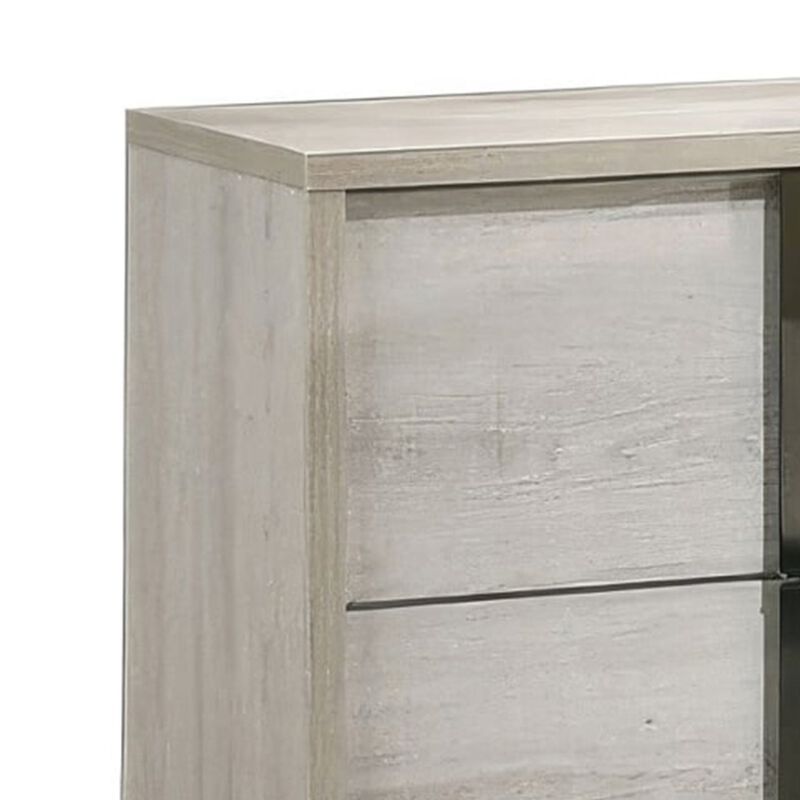 3pc King Bedroom Set, White Wash, Chrome, 2 Nightstands image number 6
