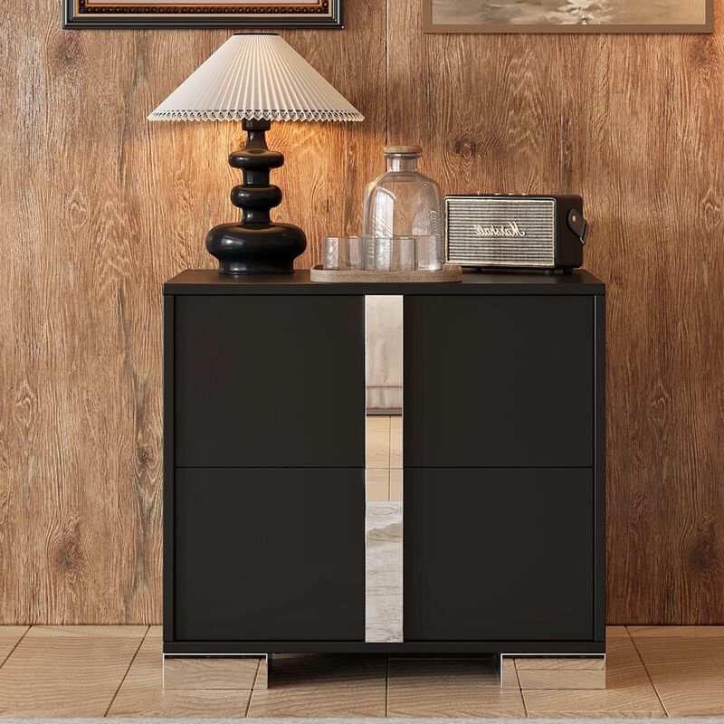 2-Drawer Mirrored Nightstand Bedside Table image number 9