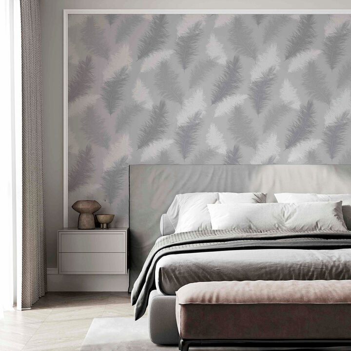 Sussurro Grey Feathers Wallpaper (Set of 2)