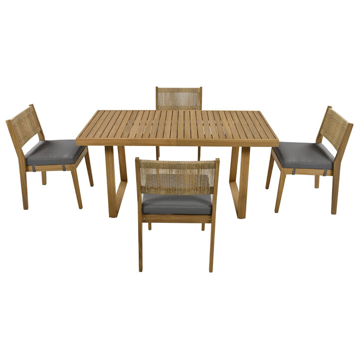 Merax Outdoor Acacia Wood Dining Table and Chair Set