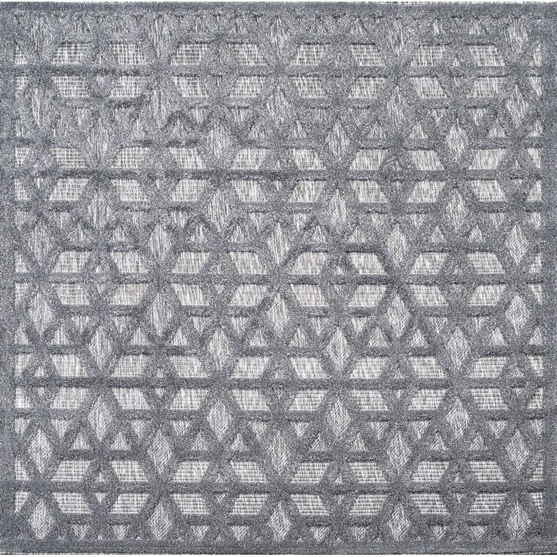 Talaia Neutral Geometric Square Indoor/Outdoor Area Rug