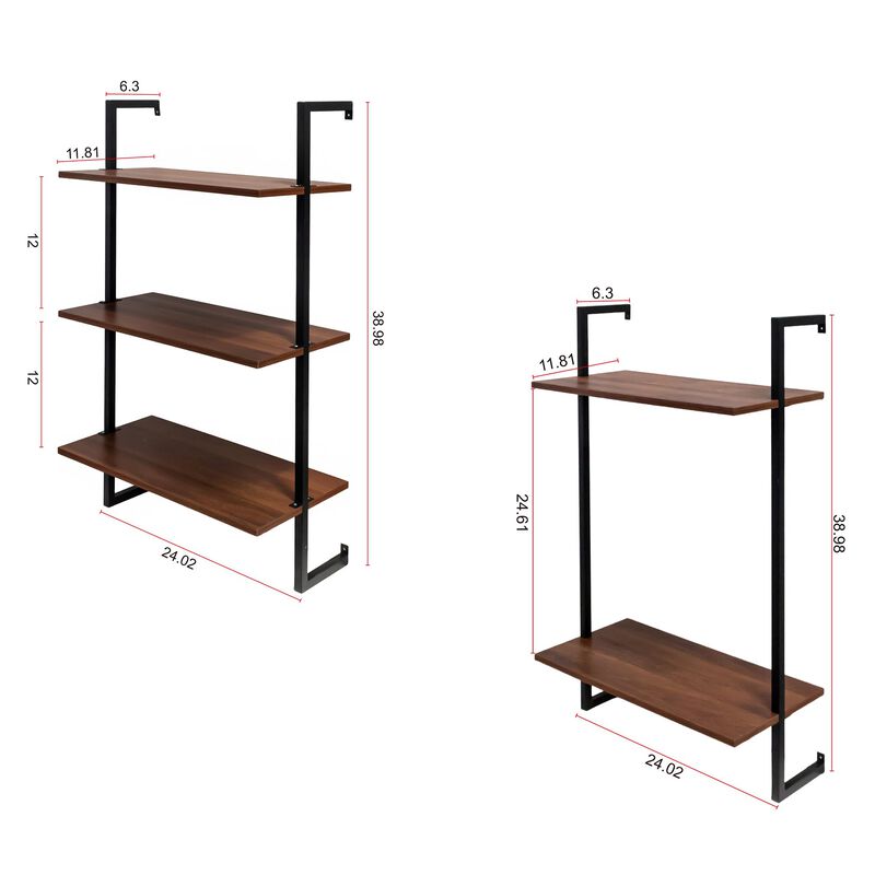 Clihome 3 Tier and 2 Tier Bathroom Shelves Metal, Wood Hanging Storage Bookshelf image number 6