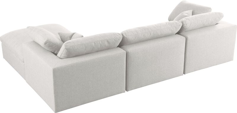 Meridian Furniture Serene Cream Linen Textured Fabric Deluxe Comfort Modular Sectional