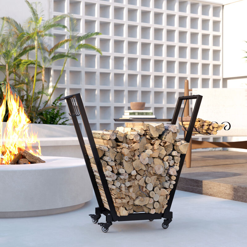 Firewood Storage Rack &ndash; Metal Log Holder for Fireplace or Backyard image number 7