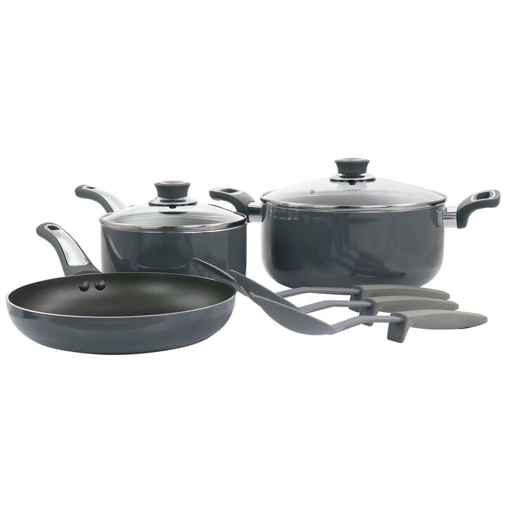 Oster Legacy 8 Piece Aluminum Nonstick Cookware Set in Gray