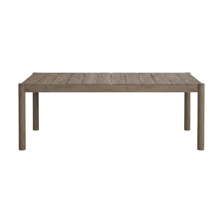 Gray Outdoor Teak Wood Dining Table with Spacious Surface