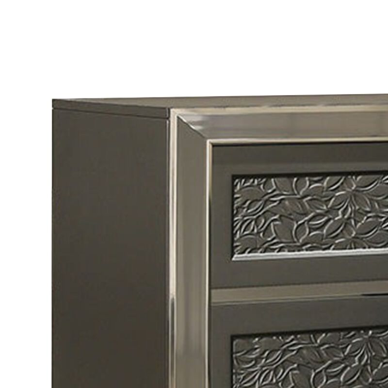 3pc King Bedroom Set, Dark Gray, Taupe Gray, White Wood, 2 Nightstands image number 6