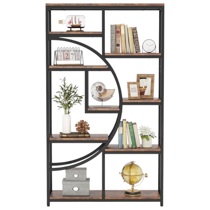 Wooden Bookshelf with Multiple Shelves for Living Room or Home Office