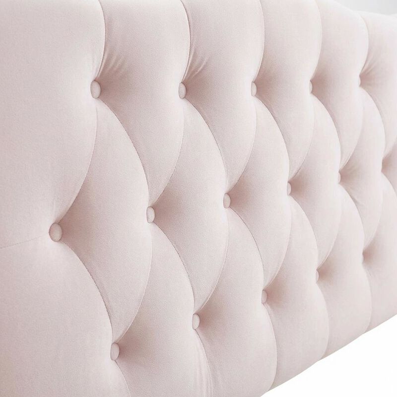 Pink Tufted Velvet Headboard with Diamond Pattern and Plush Padding image number 4