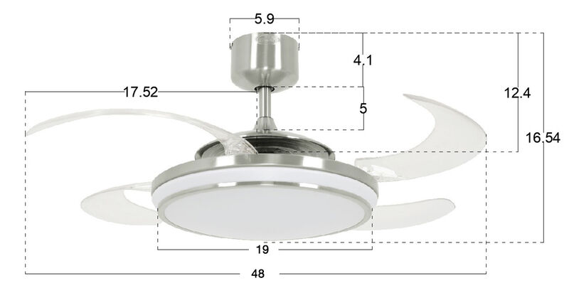 Fanaway Evo1 48" Retractable Blade Ceiling Fan with Light and Remote, Color Adjustable LED Fandelier Ceiling Fan, Patented Design Technology, Stronger Thicker Blades image number 5