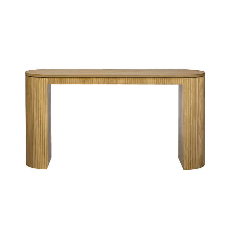 Whisen Curved Design Console Table with Unique Vertical Stripe Design  - Black
