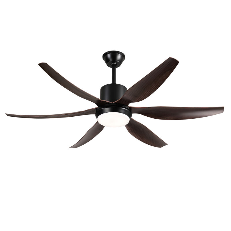 56" 6 Blade Ceiling Fan with Dimmable LED Light Kit and Remote Control image number 0