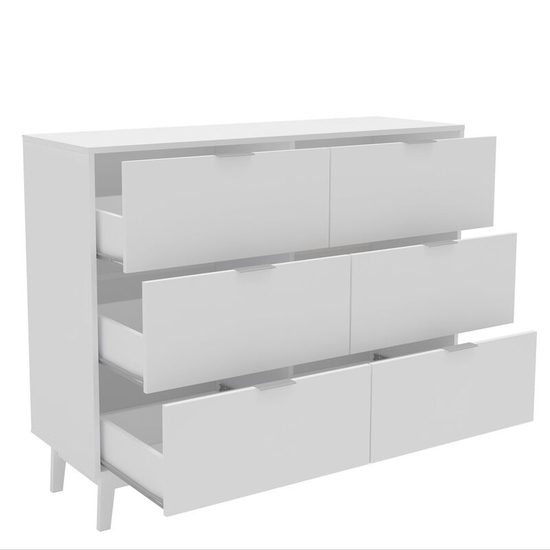 Polifurniture Victoria Modern 6 Drawer Double Dresser, White