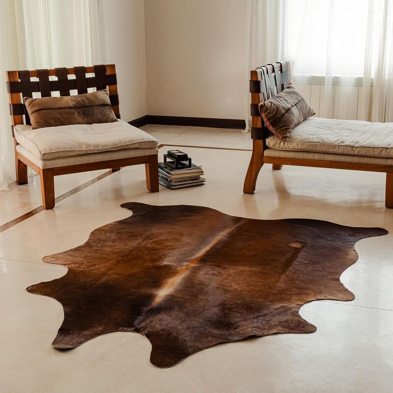 Premium 100% Genuine Cowhide Rug (4-5 Ft) Hand-Picked Leather Area Rug, Cozy, Unique, and Durable – From Argentina