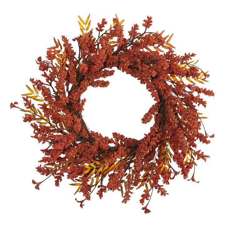 Nearly Natural 18-in Harvest Berry Artificial Wreath