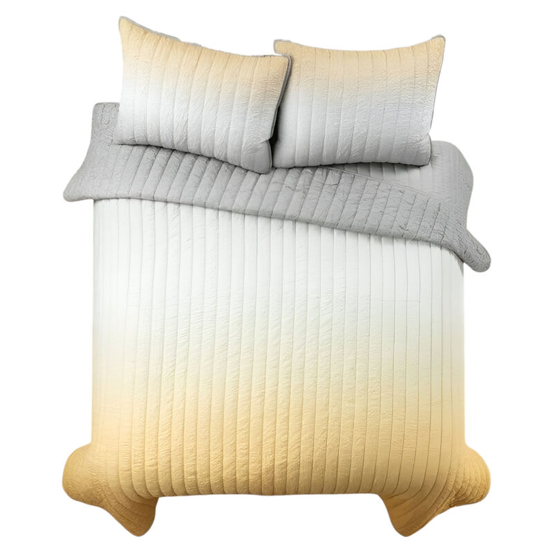 Crinkle Texture Lightweight Quilt Set 3 Pieces for Everyday Bedroom Comfort