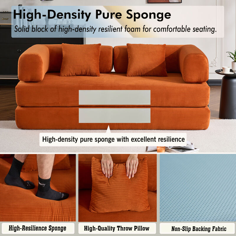GOODSILO Convertible Sleeper Sofa Bed with Cylindrical Pillow, Folding Mattress Couch with Fixed-Shape Frame, Floor Sofa Lounge Couch image number 5