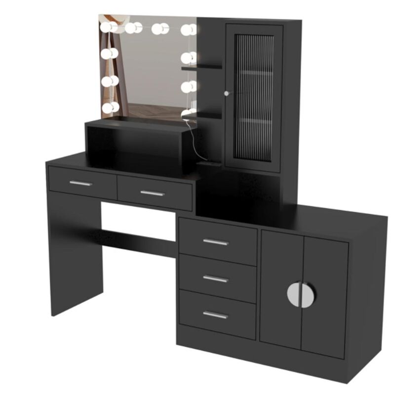 Large Makeup Vanity with Lights &ndash; Spacious Dressing Table with LED Mirror and Ample Storage Drawers