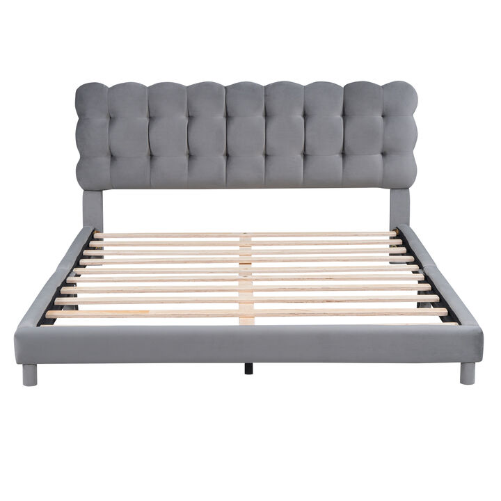 Merax Modern Upholstered Platform Bed with Headboard