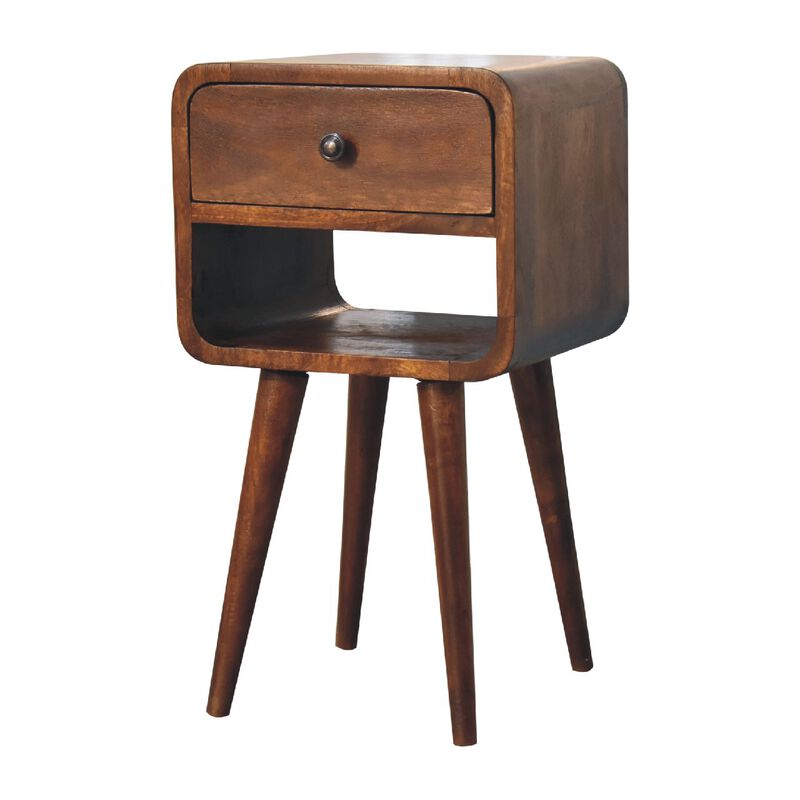 HomeRoots 22" Chestnut Solid Wood One Drawer Nightstand image number 4