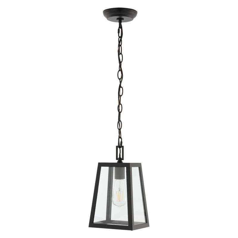 Glendale 6.75" 1-Light Farmhouse Industrial Iron/Glass Outdoor LED Pendant