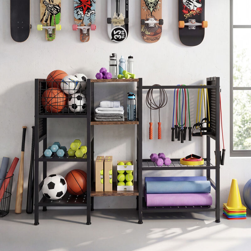 Wooden Garden Tool Organizer with Shelves for Garage, Shed and Utility Room image number 4