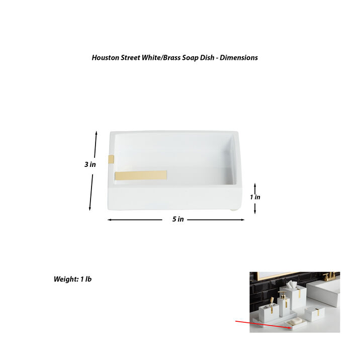 Houston Street White/Brass Soap Dish