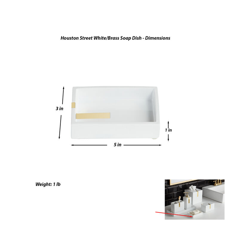 Houston Street White/Brass Soap Dish image number 1