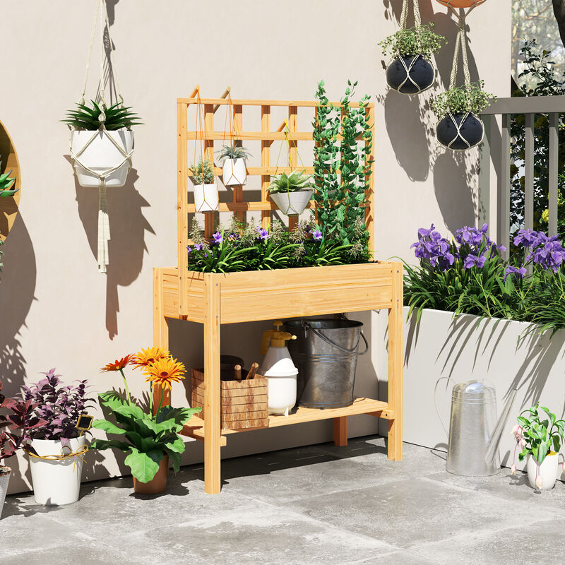 Hivvago Raised Wooden Planter for Outdoor Gardening image number 1