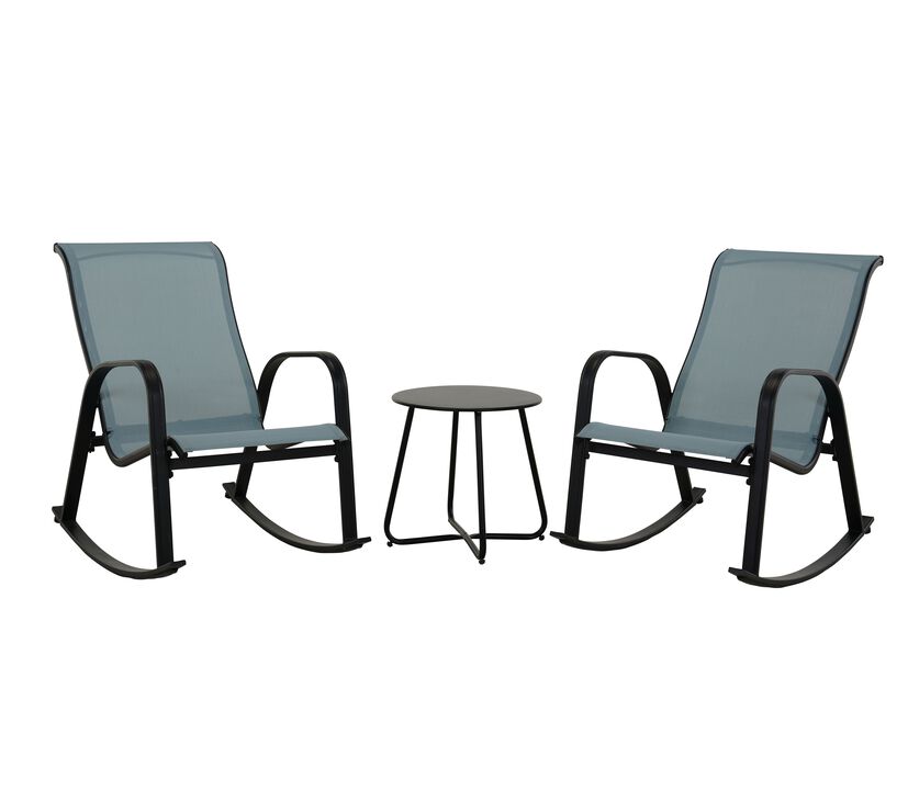 Mondawe 3-Piece Terrace Swing Set w/ 2 Breathable Mesh Rocking Chairs & 1 Steel Frame Coffee Table