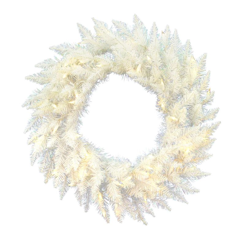 Vickerman 36" Sparkle White Spruce Artificial Christmas Wreath, Warm White LED Lights - Faux Spruce Christmas Wreath - Seasonal Indoor Home Decor image number 0