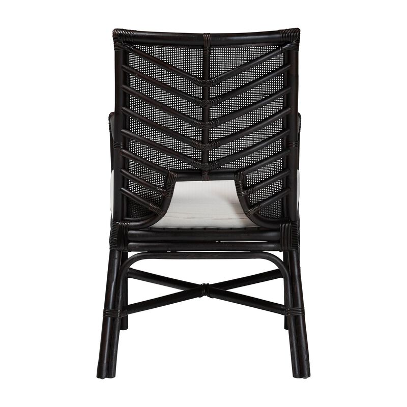 bali & pari Oscar Natural Rattan Dining Chair - Handwoven Wicker Accent Chair with Chevron Back and Armrests for Kitchen or Dining Room image number 3