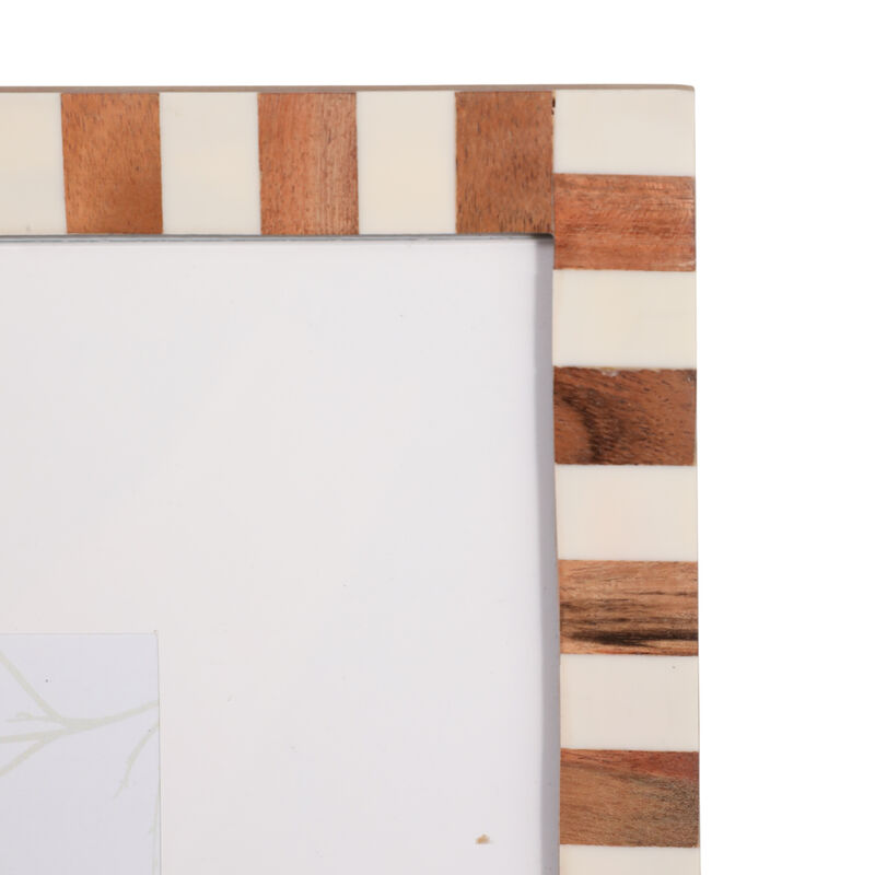 8x10" Matted Photo Frame Wood Inlay, Natural/ivory image number 4