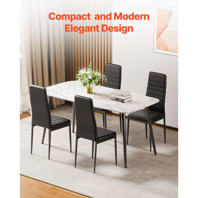 Modern Accent Dining Chairs Set of 4, Padded Leather Chairs with Sturdy Metal Legs image number 3