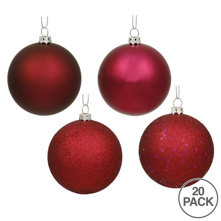 Vickerman 2.75" Wine 4-Finish Ball Ornament Assortment, 20 per Box