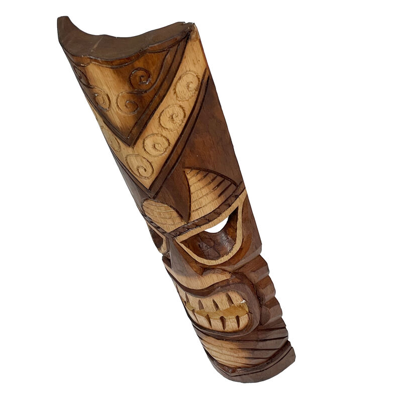 24 Inch Hand Carved Tiki Mask Wall Decor Tropical Beach Home Hanging Art Set / 3 image number 5